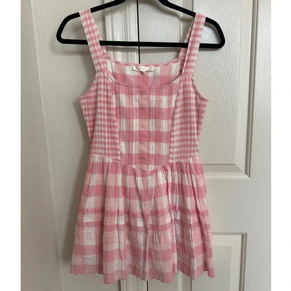 LoveShackFancy Chennedy Pink Gingham Scalloped Mini Dress - Size 00 - Picture 4 of 12